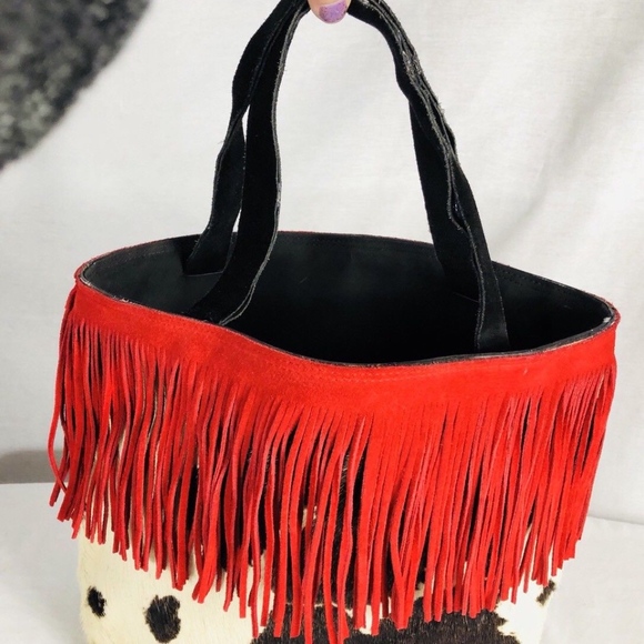💼 Savini Bettina 100% Cow Hide Hair Red Fringe - Picture 5 of 5